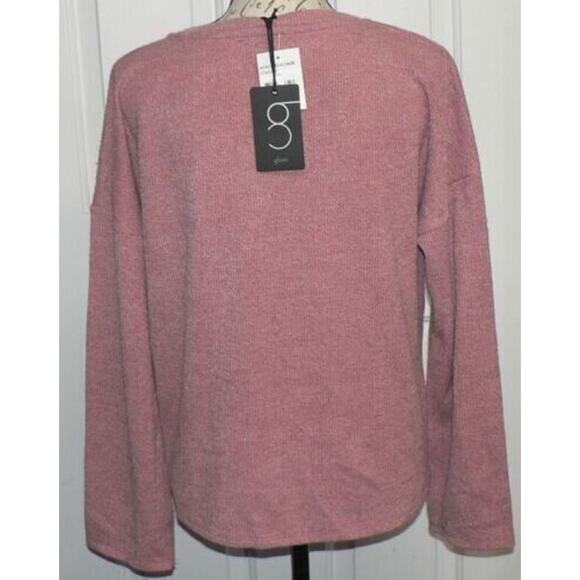 Gibsonlook Women's Long Sleeve Ribbed Knit Henley Top in Pink Medium MSRP $59 - Picture 4 of 4